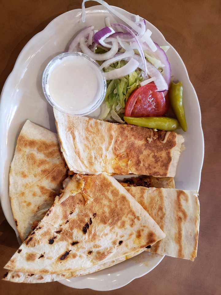 Order Quesadilla w/gyros or chicken food online from Italian Express Family Restaurant store, Chicago on bringmethat.com