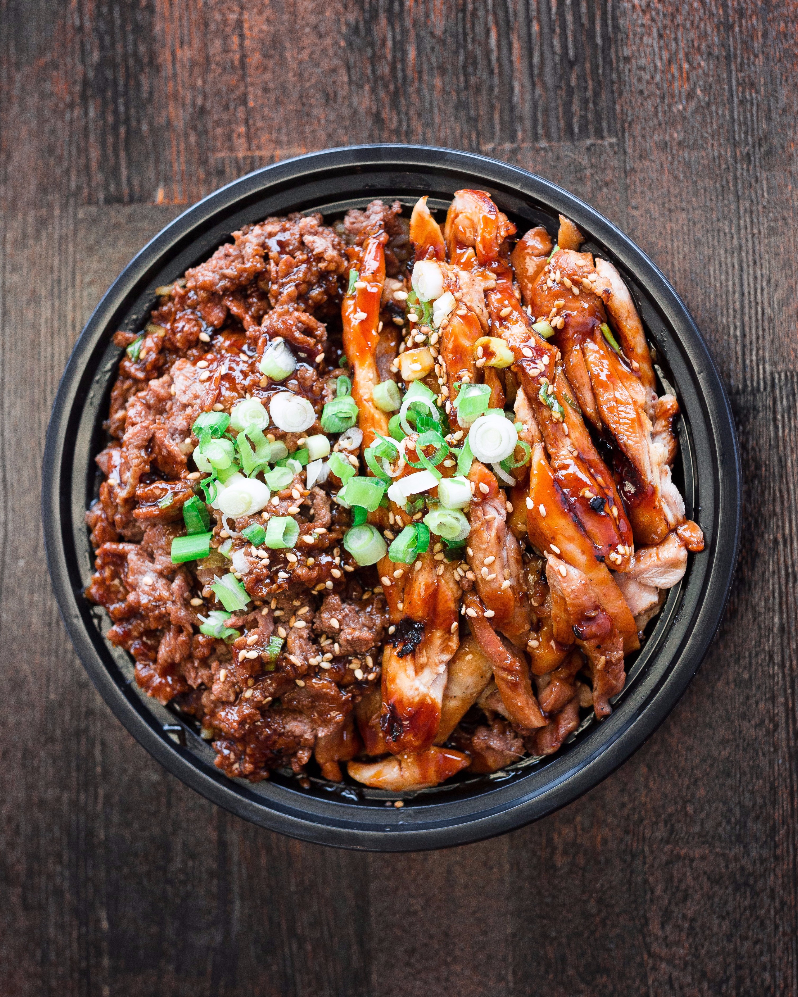 Order Chicken and Beef Teriyaki Bowl food online from Olligo Grill store, Anaheim on bringmethat.com