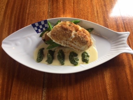 Order Dungeness Crab Stuffed Halibut food online from Duke's Seafood store, Seattle on bringmethat.com