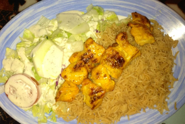 Order Chicken Breast Kebab food online from Ariana Afghan Restaurant store, New York on bringmethat.com