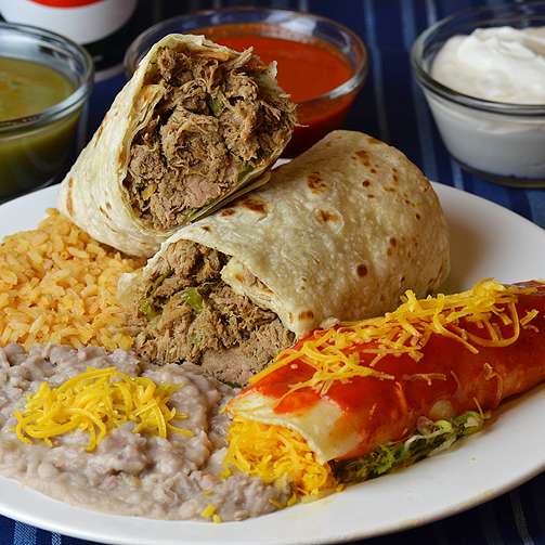 Order 6. Burrito and Enchilada Combo food online from Federico Mexican Food store, Scottsdale on bringmethat.com