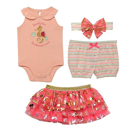 Order Baby Starters® 4-Piece Size 3M Sandy Toes Mix and Match Tutu Set in Rose Gold food online from Bed Bath & Beyond store, Lancaster on bringmethat.com