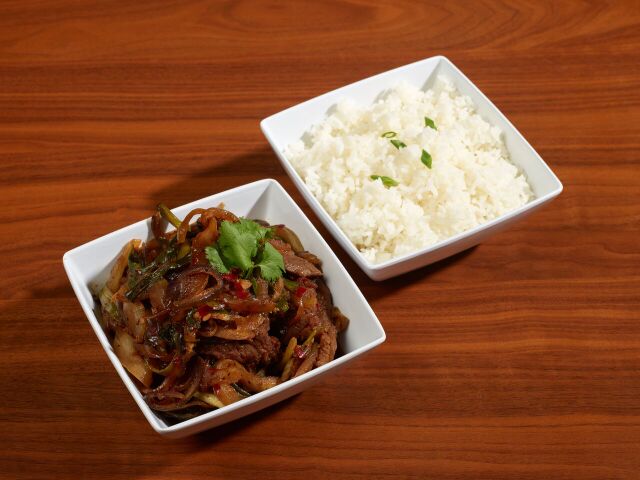Order Mongolian Beef food online from Cafe Ambrosia store, Aurora on bringmethat.com