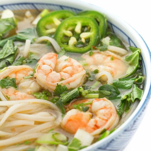 Order P20 Pho Tom Noodle Soup food online from Pholuscious Vietnamese Grill store, Rockville on bringmethat.com