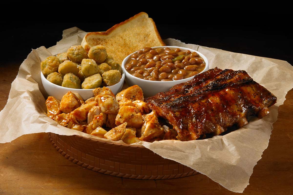 Order TWO MEAT PLATE food online from Shane's Rib Shack store, Rome on bringmethat.com