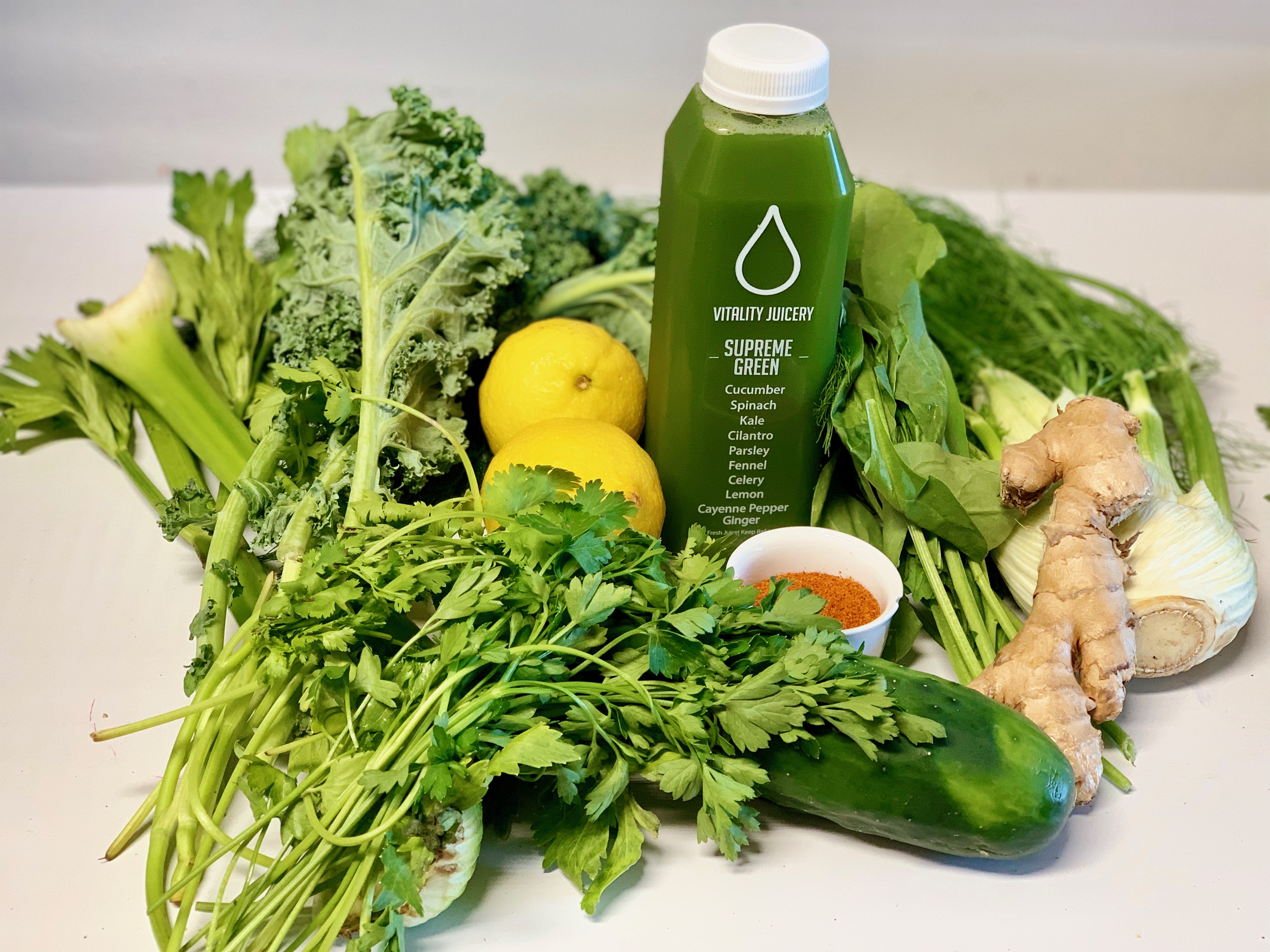 Order SUPREME GREEN food online from Vitality Juicery store, Dublin on bringmethat.com