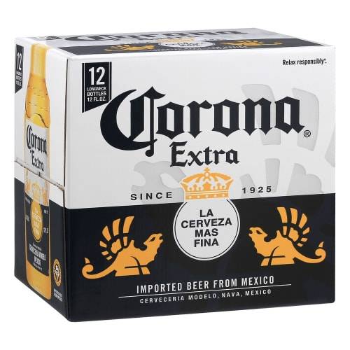 Order Corona · Extra Mexican Pale Lager Beer (12 x 12 fl oz) bottles food online from D & B Liquor store, Olmos Park on bringmethat.com