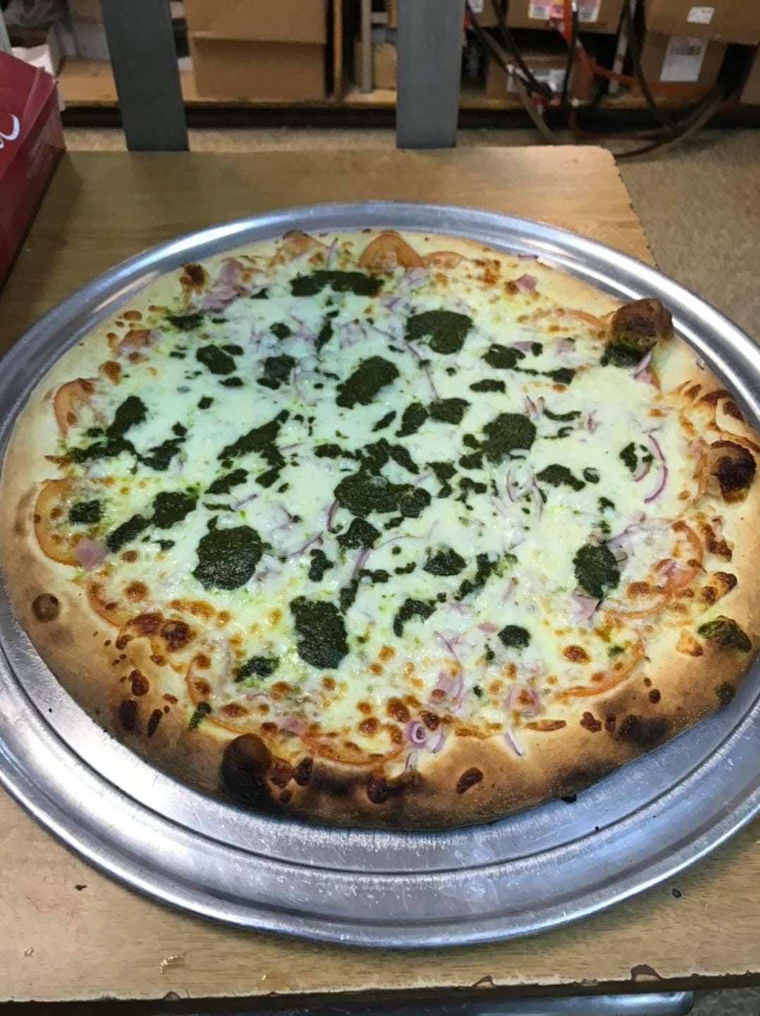 Order White Spinach Pizza - Small 12" food online from Romas Pizza store, Red Lion on bringmethat.com