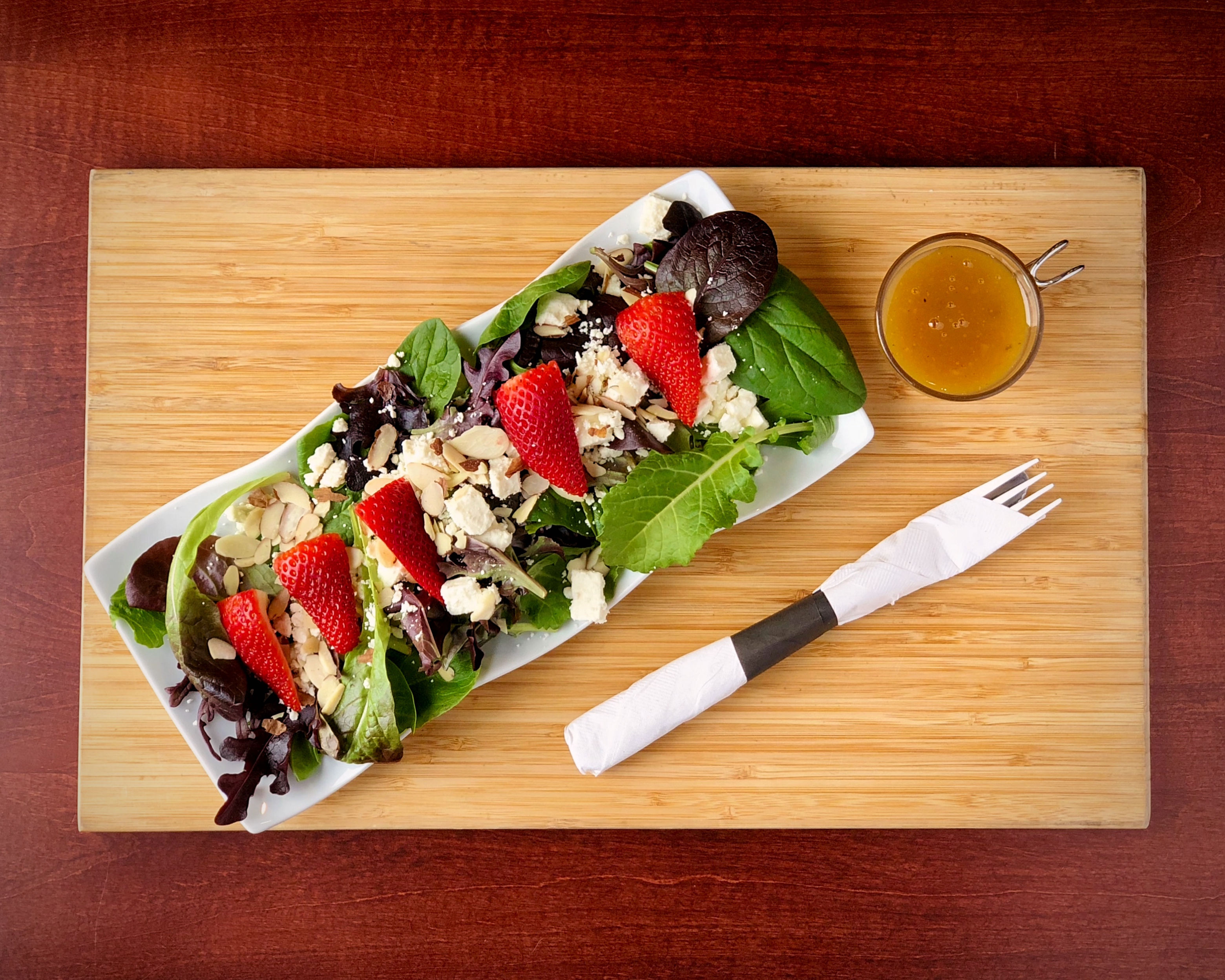 Order Strawberry Greek Salad food online from Tribute Coffee store, Garden Grove on bringmethat.com