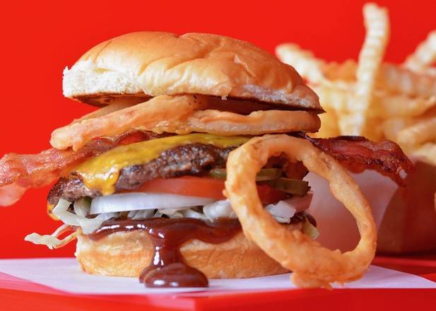 Order Super Smash BBQ Bacon Cheeseburger Combo food online from Super Smash Burgers store, Beech Grove on bringmethat.com