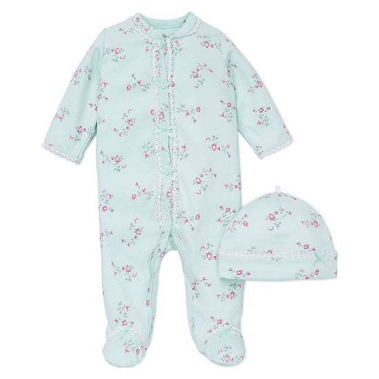 Order Little Me® Preemie 2-Piece Floral Spray Footie and Hat Set in Aqua food online from Bed Bath & Beyond store, Lancaster on bringmethat.com
