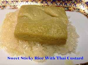 Order Sweet Sticky Rice with Thai Custard food online from Bua Thai Restaurant store, Old Orchard Beach on bringmethat.com