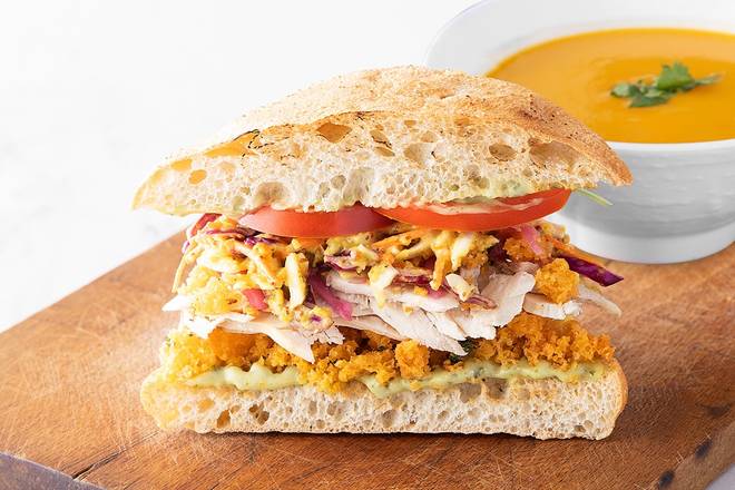 Order 1/2 “Not So Fried”  Chicken Sandwich food online from Mendocino Farms store, Brea on bringmethat.com