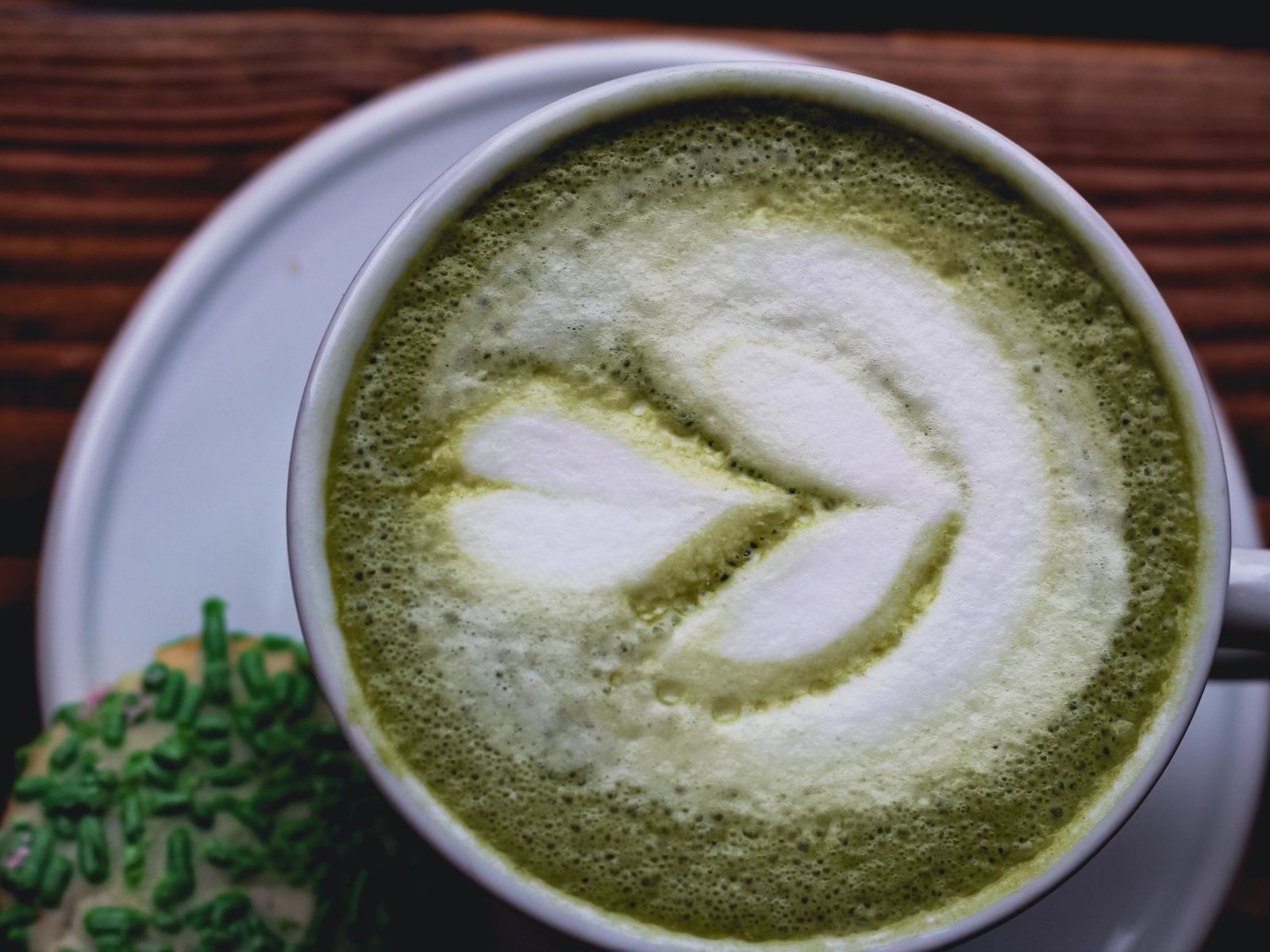 Order Matcha Green Tea Latte food online from Alessio’s Cafe | Gelato | Pizza store, Hoboken on bringmethat.com