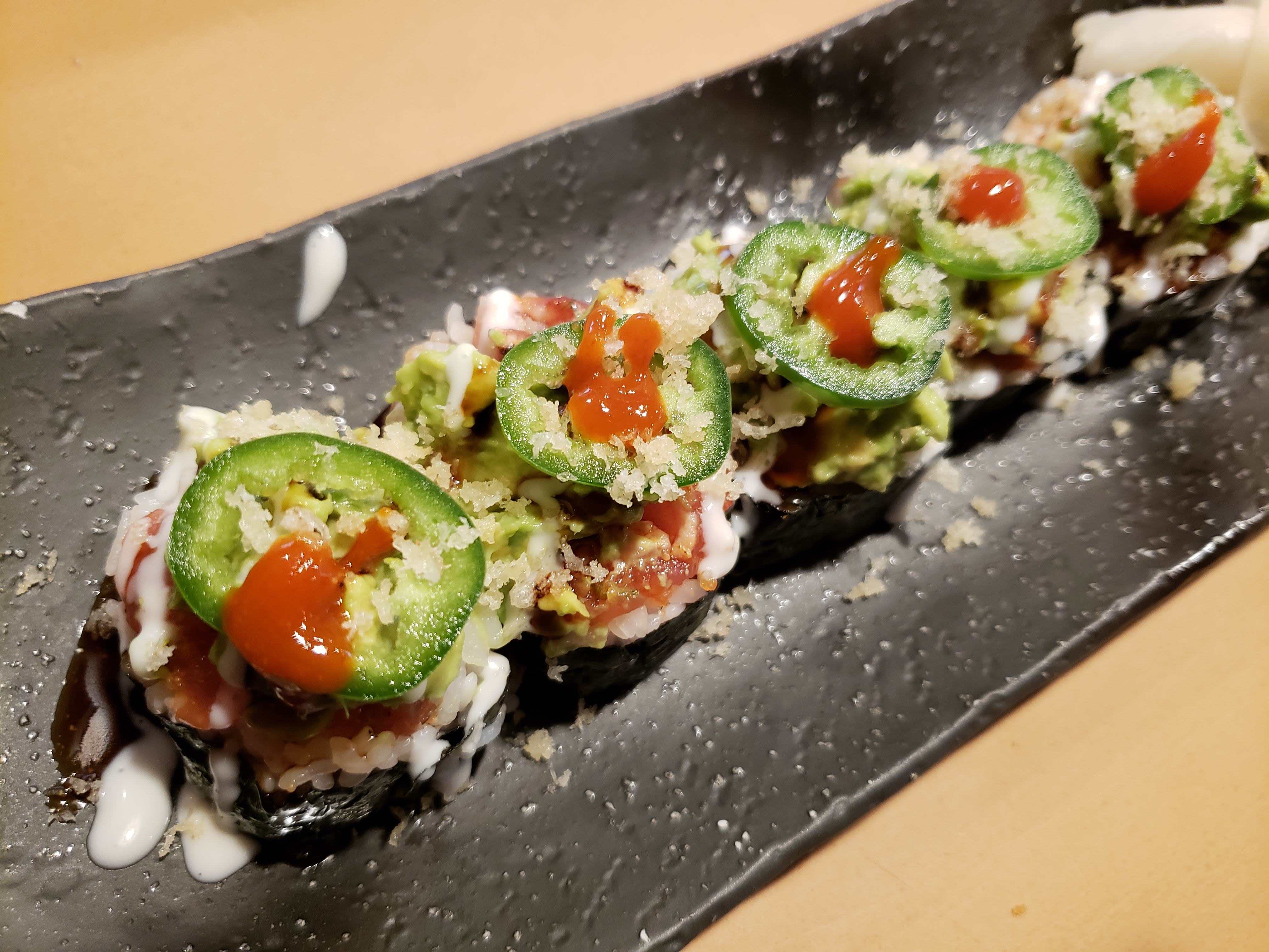 Order Spicy Guacamole Special Roll  food online from Nikko Sushi store, Arlington Heights on bringmethat.com