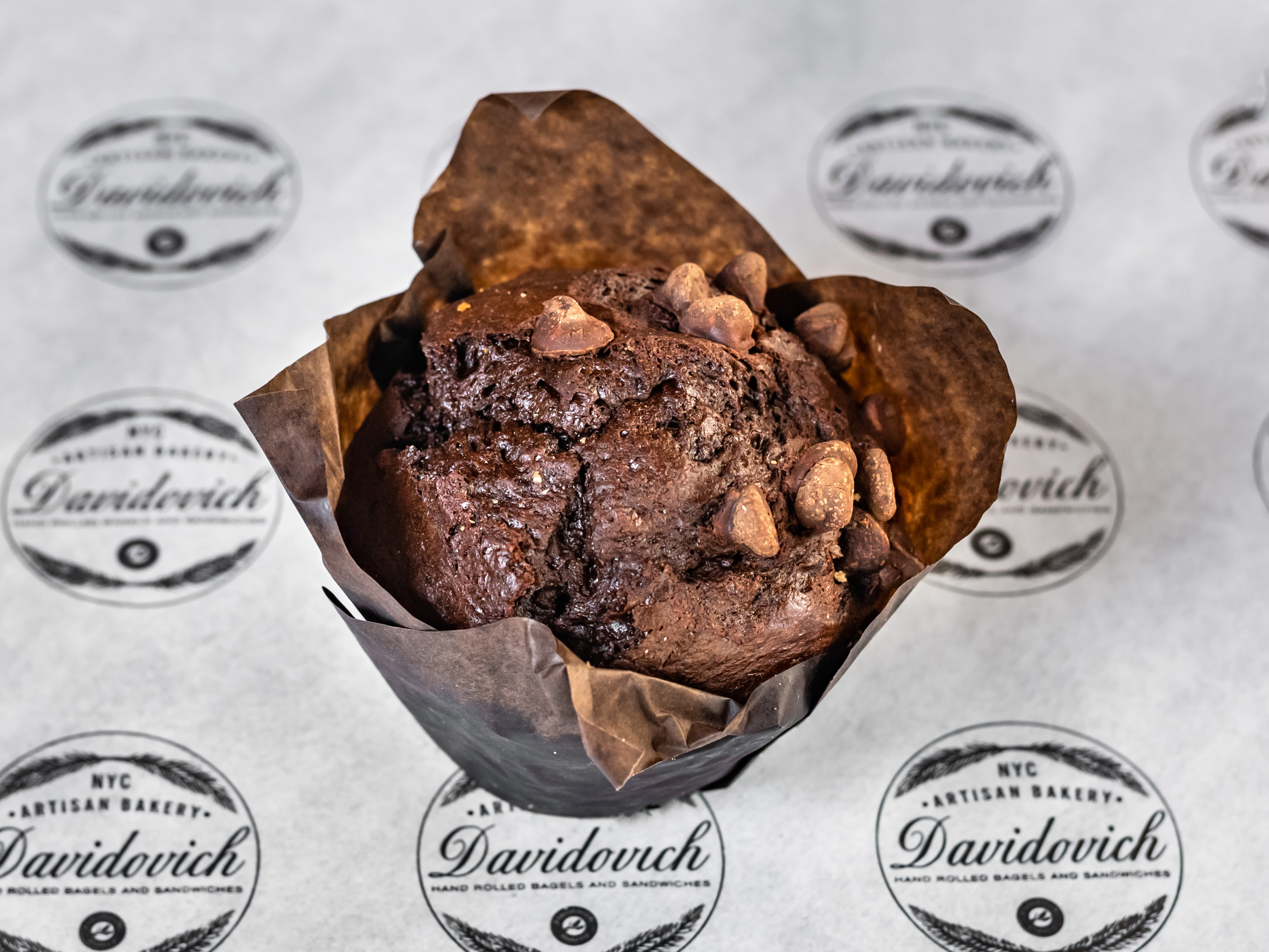 Order Double Chocolate Chip Muffin food online from Davidovich bakery nyc store, New York on bringmethat.com