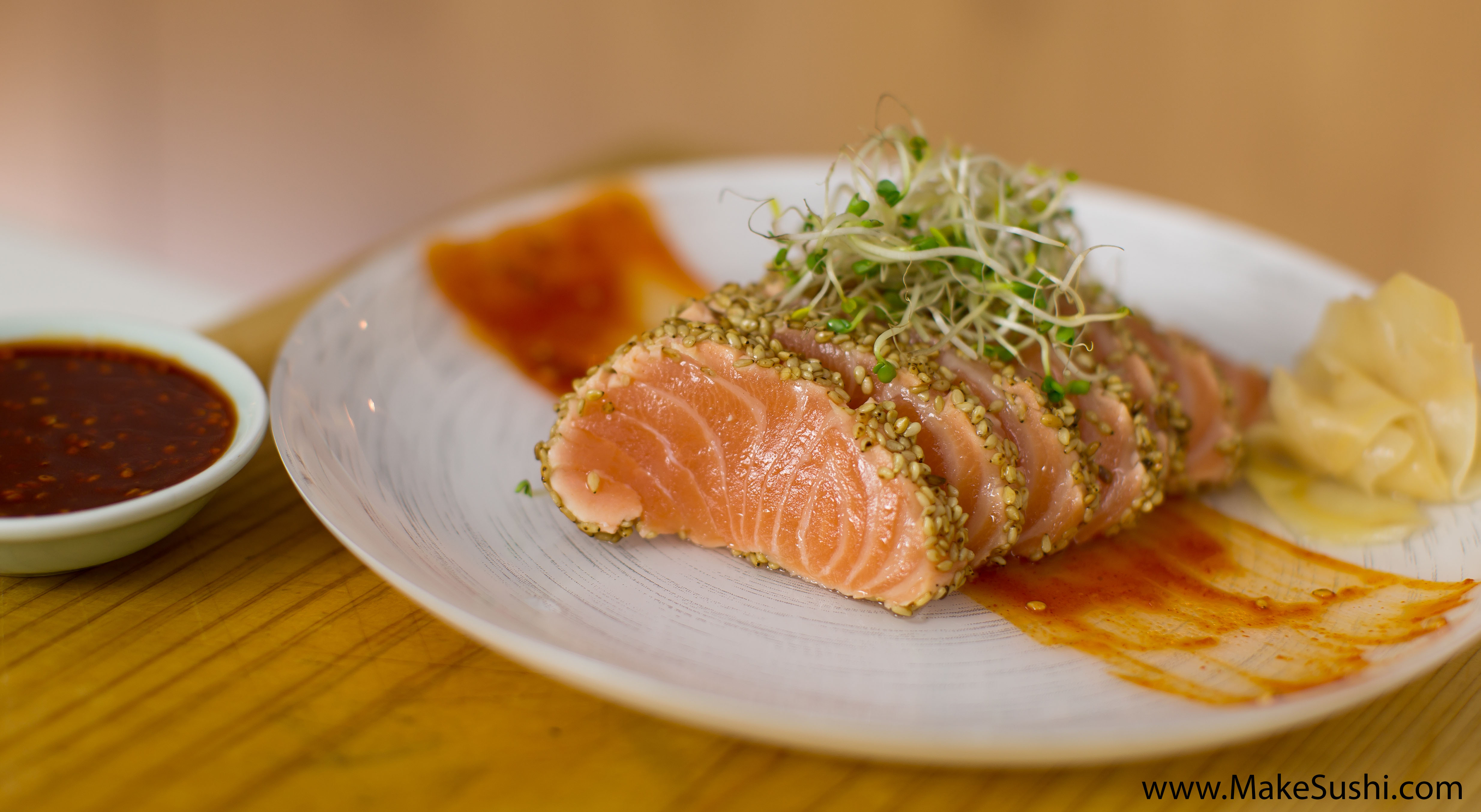 Order Seared Sesame Salmon food online from Okinawa Asian Bistro store, Yorktown Heights on bringmethat.com