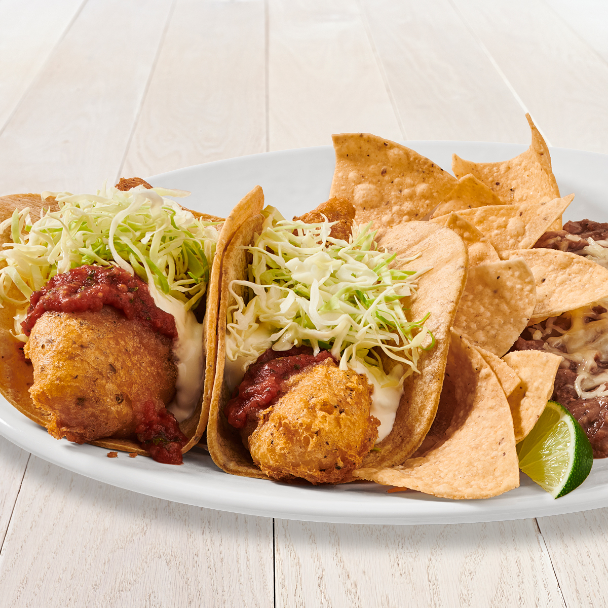 Order Original Fish Taco® - Two Taco Plate food online from Rublo Baja Grill store, Mesa on bringmethat.com