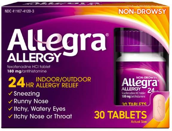 Order Allegra Allergy 24hr 30 ct food online from McLean Ave Pharmacy store, Yonkers on bringmethat.com