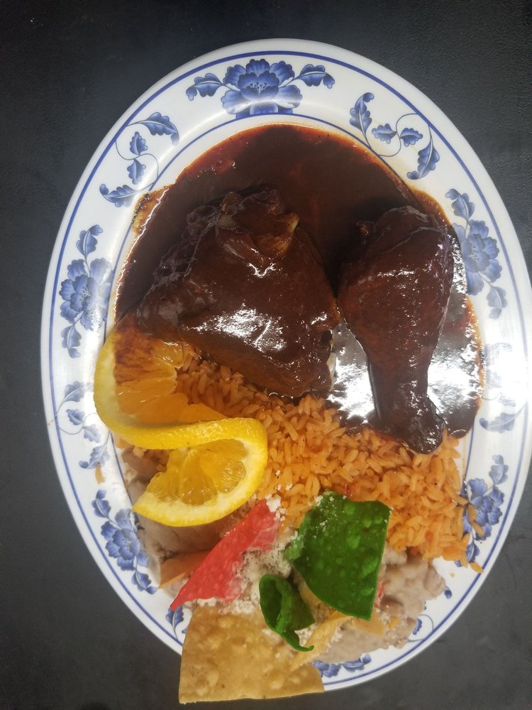 Order Chicken in Mole Sauce Combo Plate food online from Tori Nick Taqueria store, Santa Ana on bringmethat.com