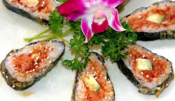 Order Spicy Tuna Tempura Roll food online from Asaka Sushi store, Rancho Palos Verdes on bringmethat.com