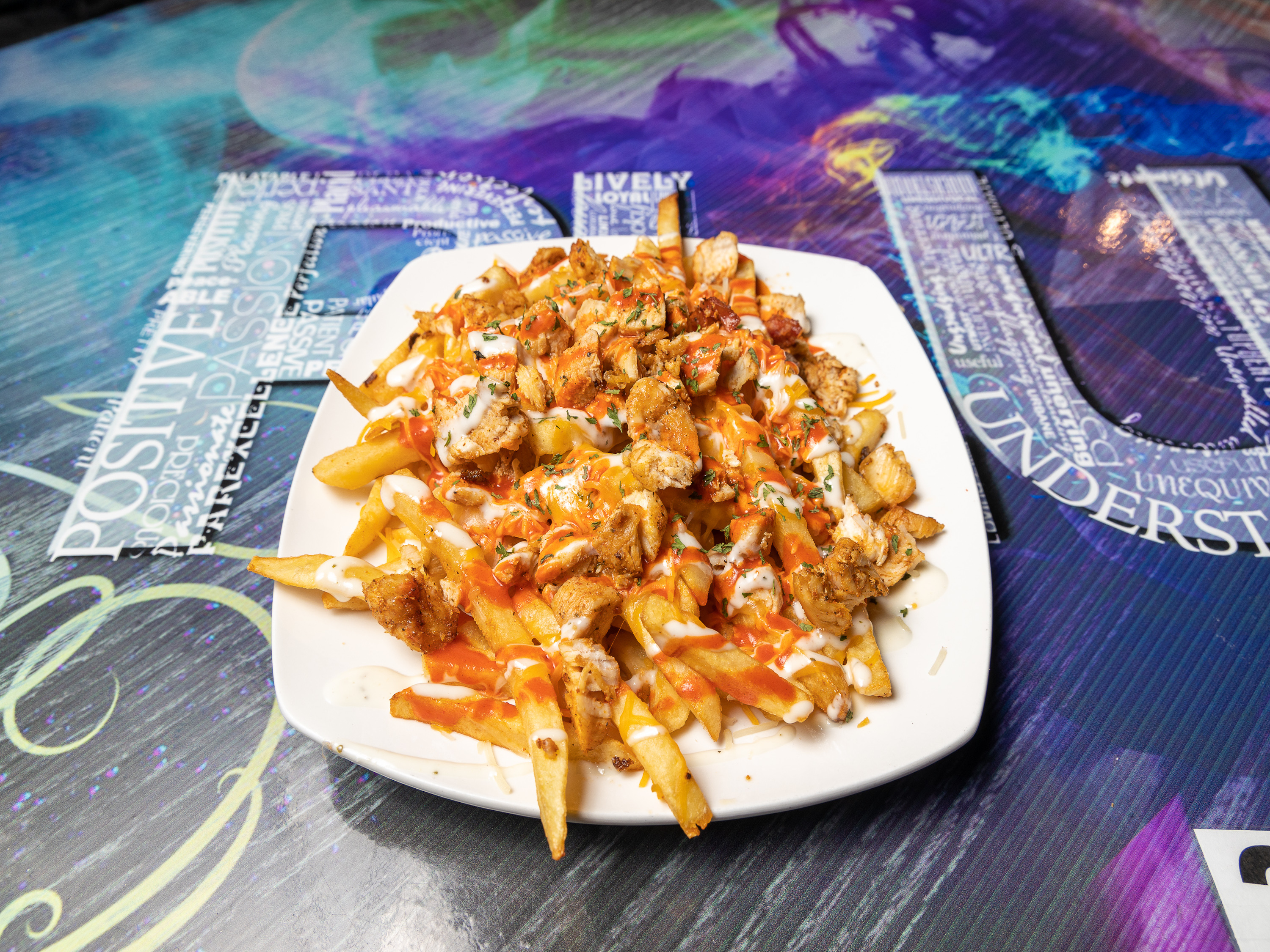 Order Loaded Buffalo Chicken Fries food online from Plush Bar And Grill store, Houston on bringmethat.com