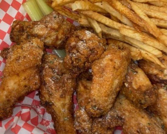 Order Wings (10 pcs) & Fries food online from Donya’s Kitchen store, College Park on bringmethat.com