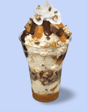 Order Made with Snickers Layered Sundae food online from Baskin-Robbins store, Sun Valley on bringmethat.com