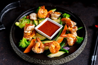 Order Chili Garlic Shrimp food online from Kinha Sushi store, Garden City on bringmethat.com