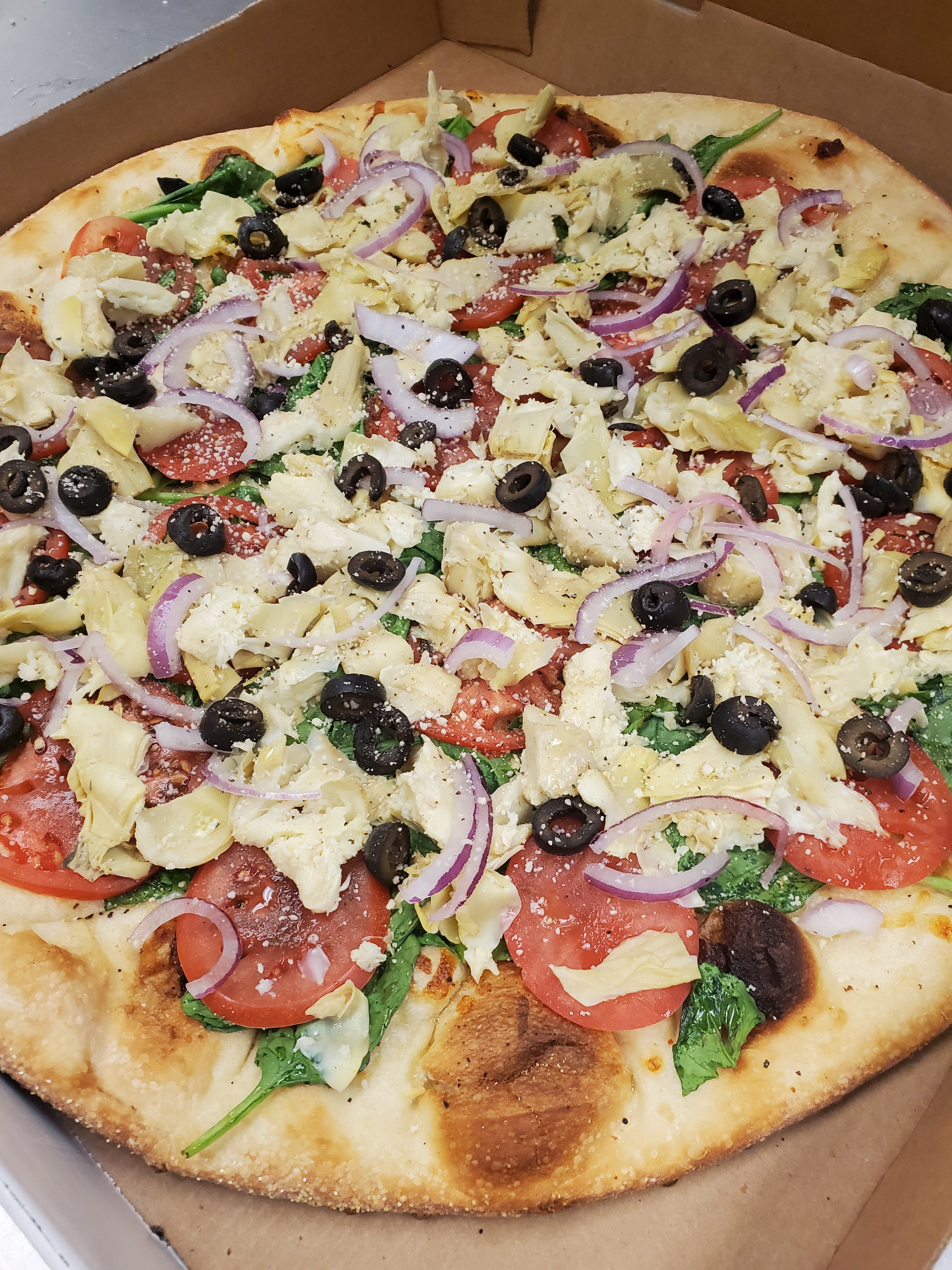 Order Salad Pizza - 16" food online from Slices On Mill store, Tempe on bringmethat.com