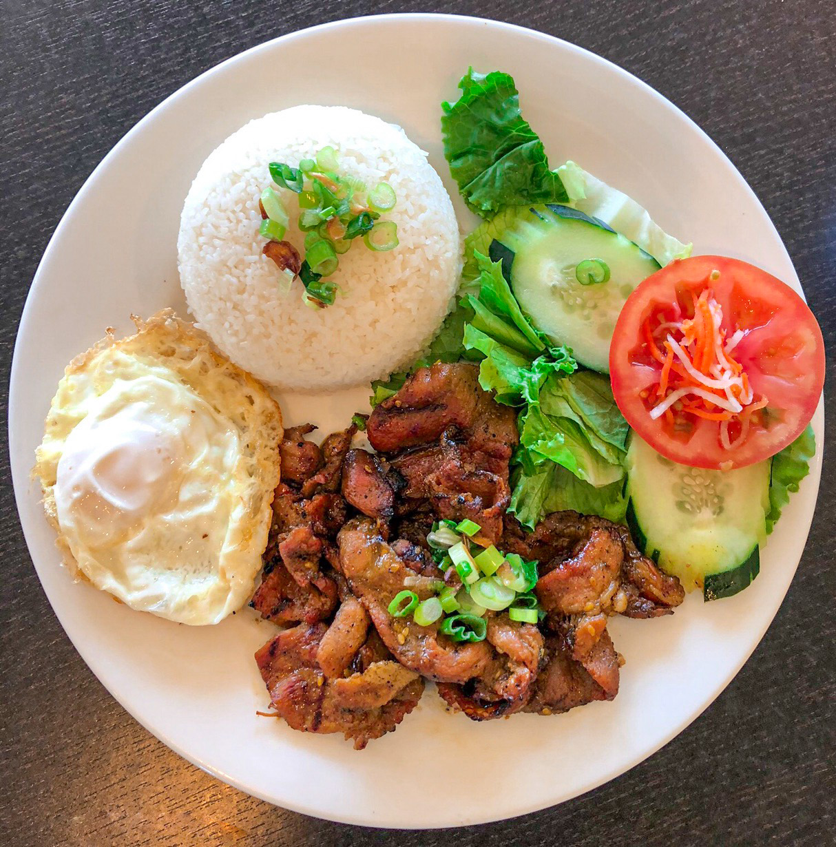 Order Grilled Pork and Fried Egg Plate food online from Pho Ca Dao Grill store, Chula Vista on bringmethat.com
