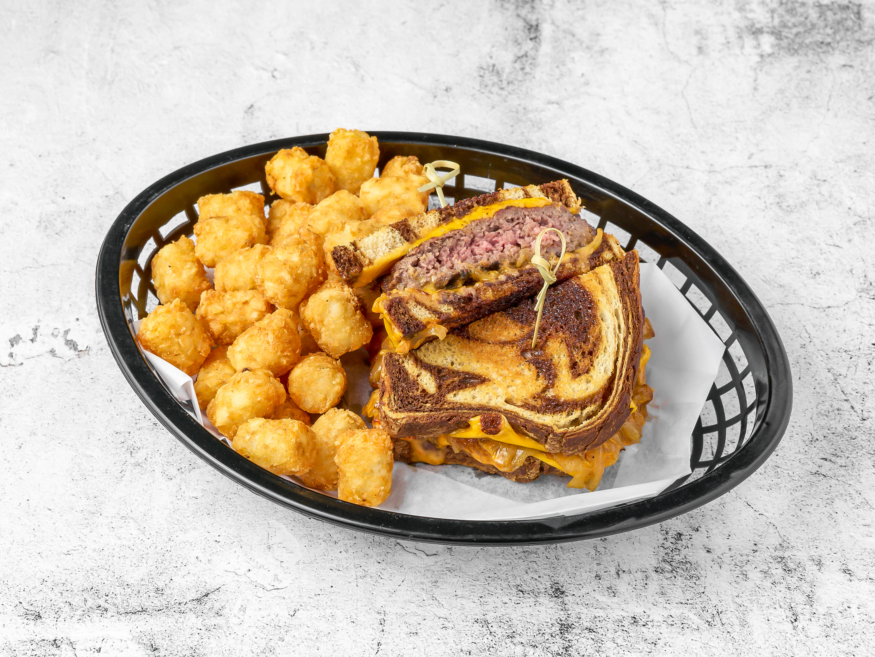 Order Patty Melt Burger  food online from Tipsy Goat Tavern store, Cary on bringmethat.com