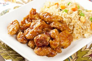 Order Orange Chicken or Shrimp (w. Classic Fried Rice and Egg Roll) 陈皮鸡或虾 food online from Fine China store, Lansing on bringmethat.com