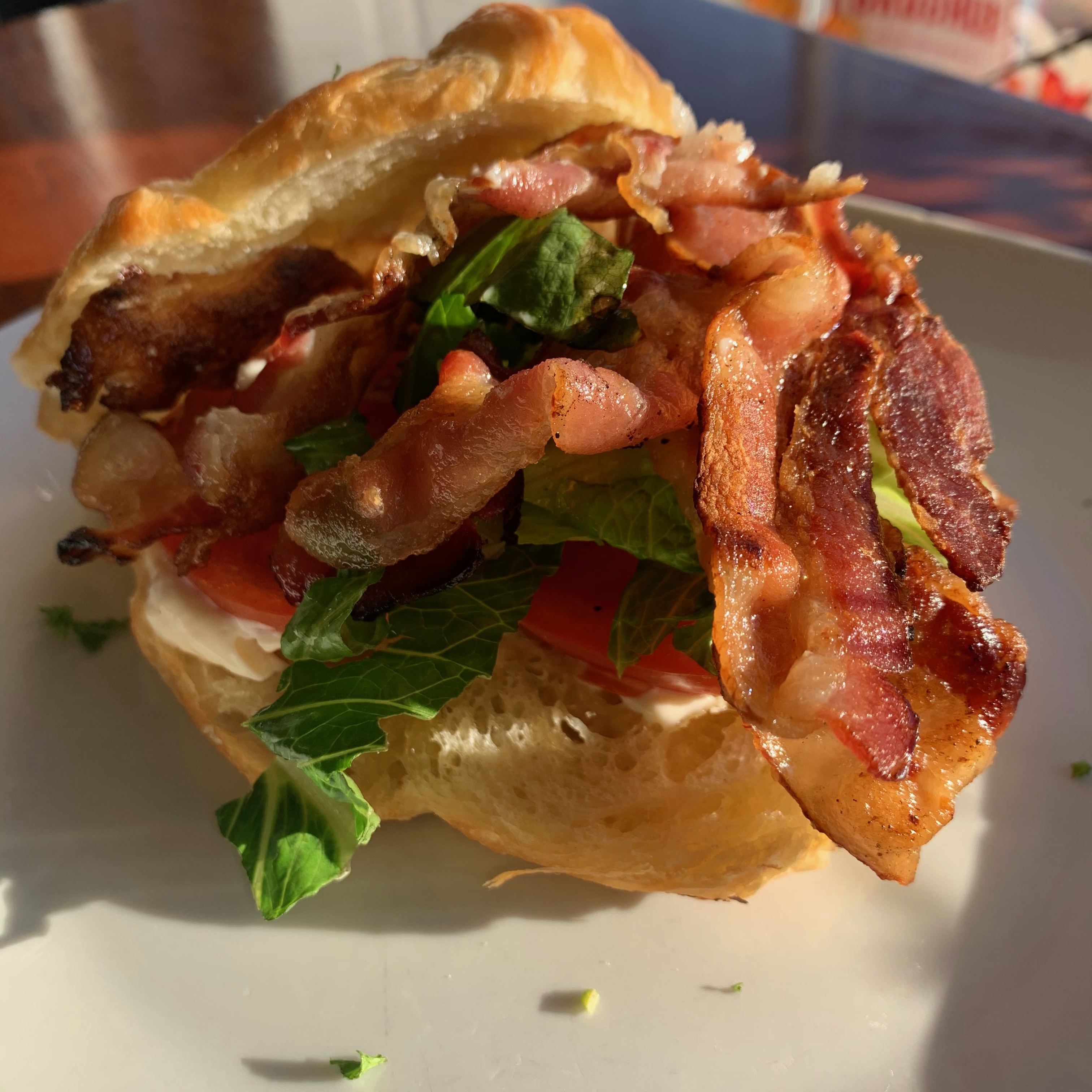 Order BLT on Croissant food online from Our Recipes Cafe & Catering store, Arbutus on bringmethat.com