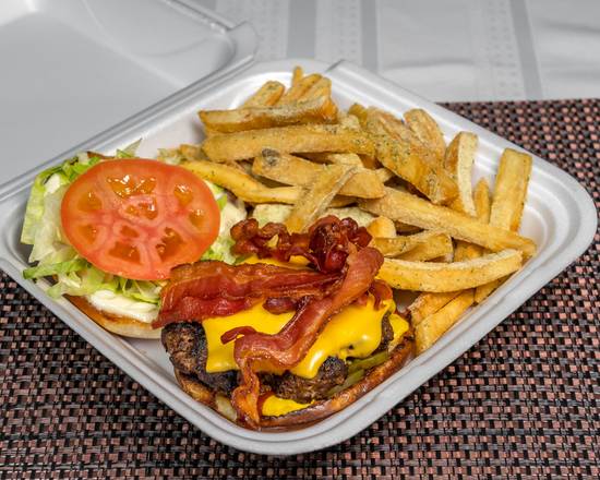 Order Bacon Cheese Burger food online from Fatboyz Steak & Chicken store, Detroit on bringmethat.com