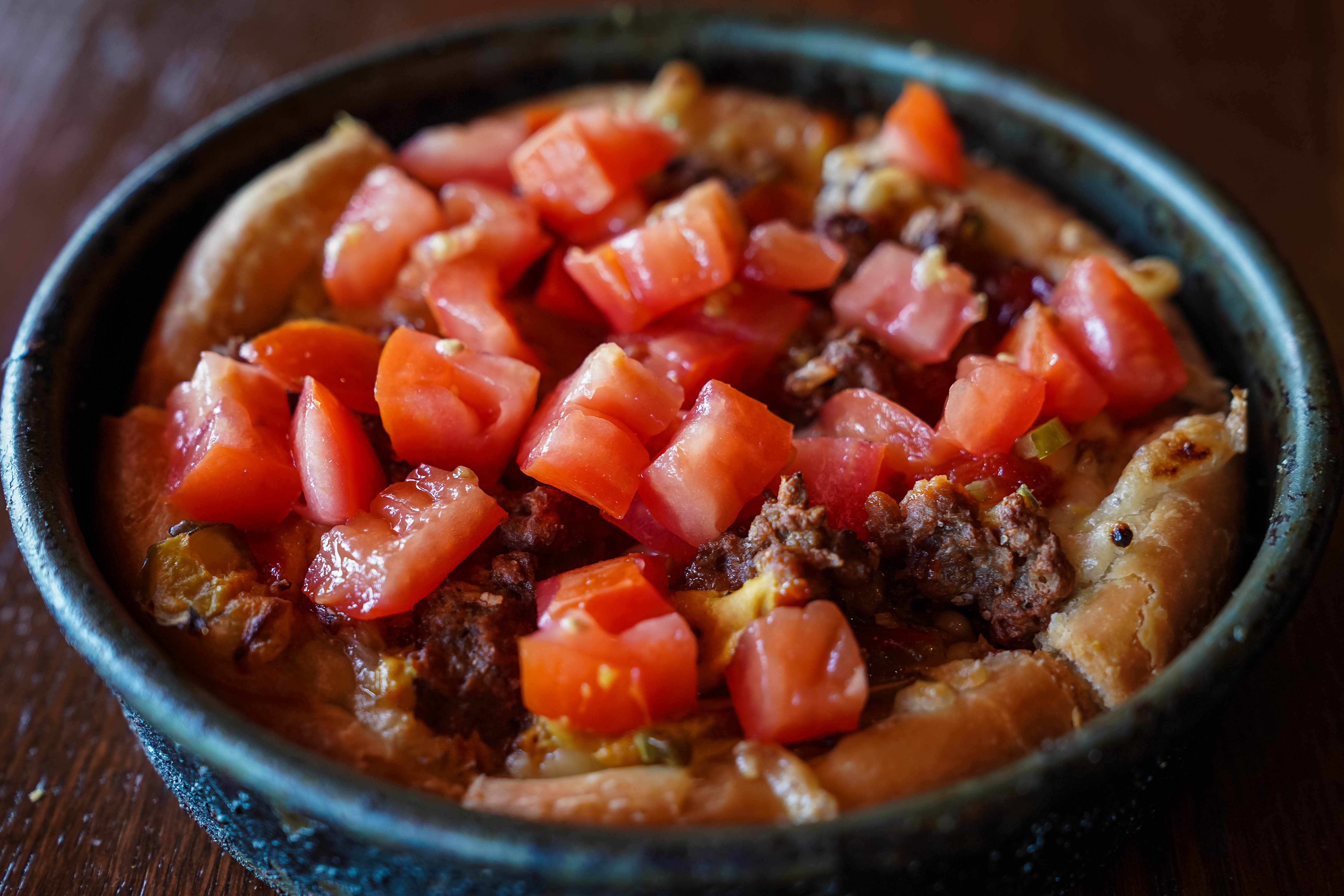 Order Vegan Cheeseburger Deep Dish (10" Regular) food online from Uno Chicago Grill store, Maple Shade Township on bringmethat.com