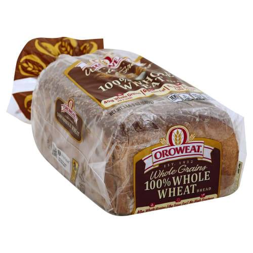 Order Oroweat · Whole Grains 100% Whole Wheat Bread (24 oz) food online from United Supermarkets store, Plainview on bringmethat.com