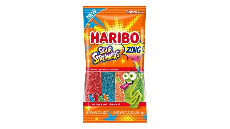 Order Haribo Gummi Candy Zing Sour Streamers food online from Trumbull Mobil store, Trumbull on bringmethat.com