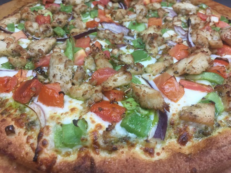 Order Pesto Chicken Pizza - Medium 12" food online from Can Am Pizza store, Federal Way on bringmethat.com