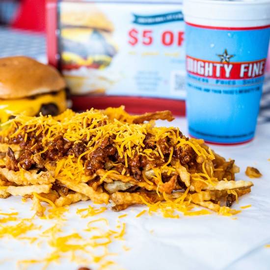 Order Chili Cheese Fries food online from Mighty Fine Burgers store, Austin on bringmethat.com