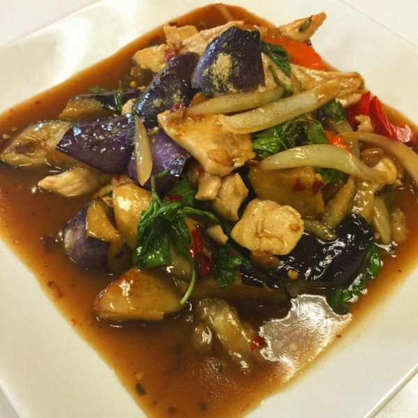 Order Spicy Basil Eggplant food online from Pad Thai Restaurant store, Santa Ana on bringmethat.com