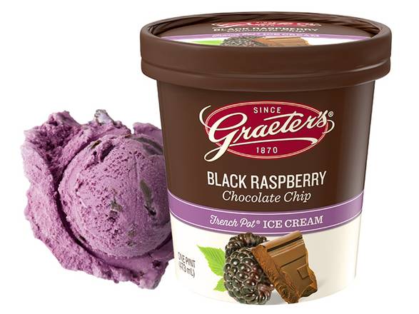 Order Black Raspberry Chocolate Chip Pint food online from Graeter's Ice Cream store, New Albany on bringmethat.com