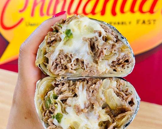 Order Philly Cheeseteak Burrito food online from Ay Chihuahua! store, Passaic on bringmethat.com
