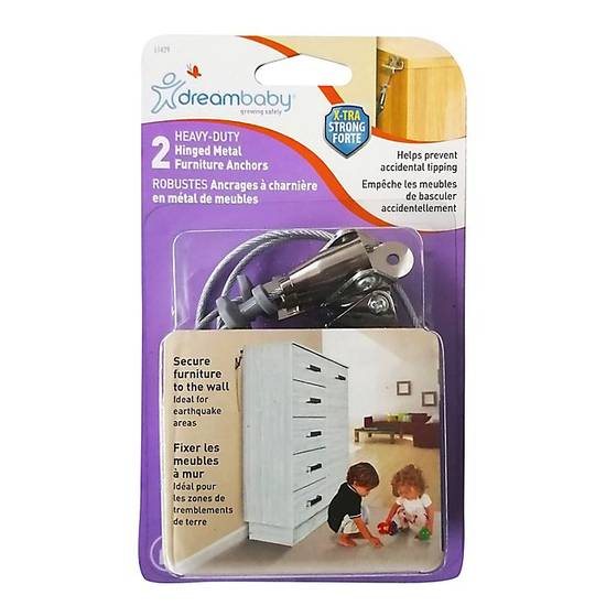 Order Dreambaby® 2-Pack Hinged Anti-Tip Furniture Anchors in Silver food online from Bed Bath & Beyond store, Lancaster on bringmethat.com