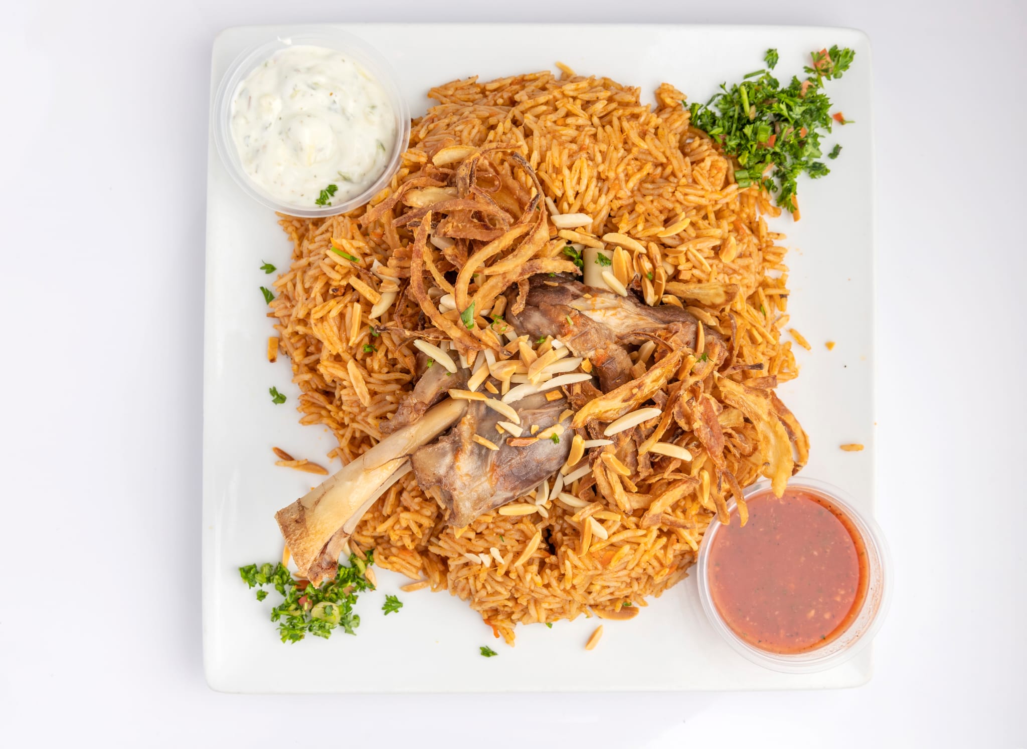 Order Lamb Kabsa Specialty Entree food online from Cairo Restaurant & Cafe store, Anaheim on bringmethat.com