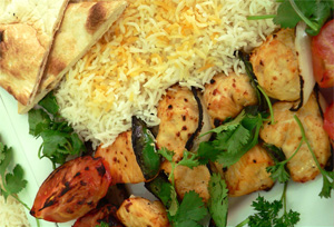 Order 5. Chicken Shish Kabob food online from Shiraz Shish Kabob store, College Station on bringmethat.com