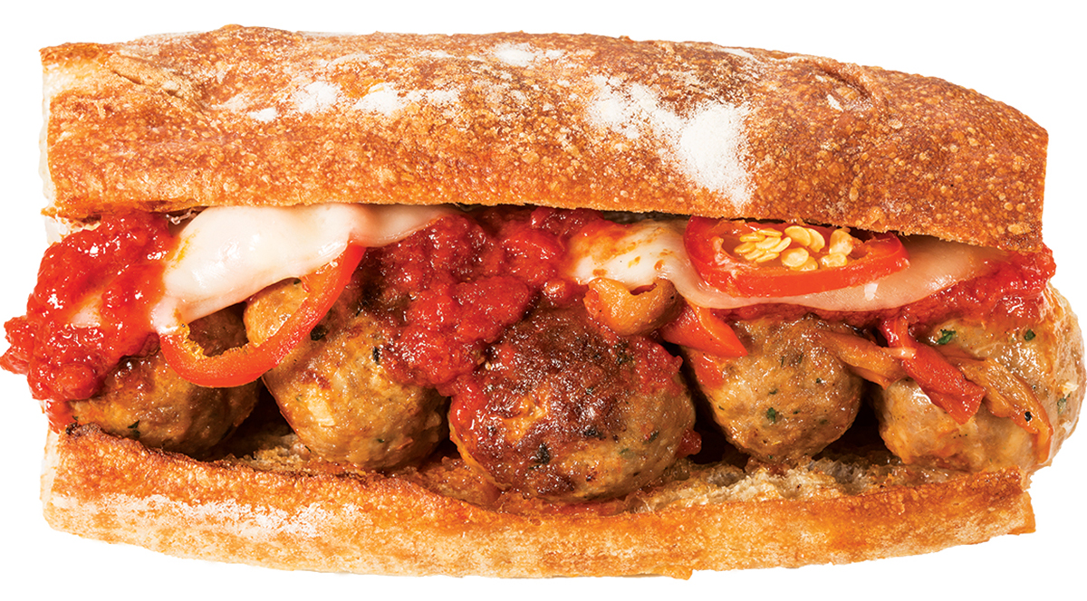 Order Meatball Parmigiana Sandwich food online from Mediterranean Grill And Bar store, New York on bringmethat.com
