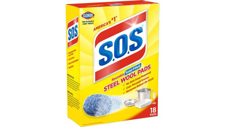 Order S.O.S Steel Wool Soap Pads 18 Count food online from Trumbull Mobil store, Trumbull on bringmethat.com