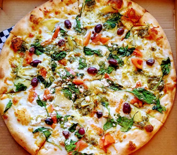 Order Greek Pizza food online from Brooklyn Pie Co. store, Round Rock on bringmethat.com