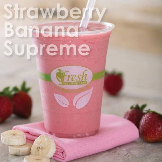 Order Strawberry Banana Supreme - Small (16 oz) food online from Fresh Healthy Cafe store, San Marcos on bringmethat.com